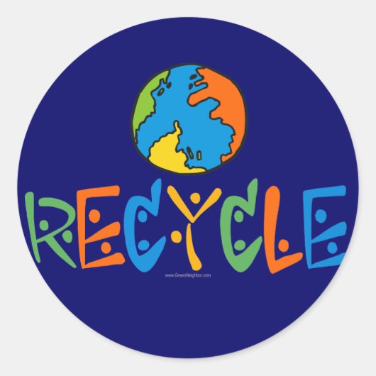 Kleurrijke recycling ronde sticker (Voorkant)