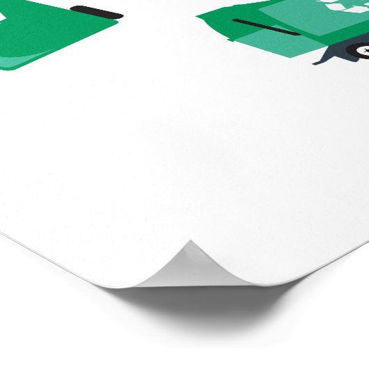 Kleurrijke recycling vuilniswagens met eigen naam poster (Hoek)