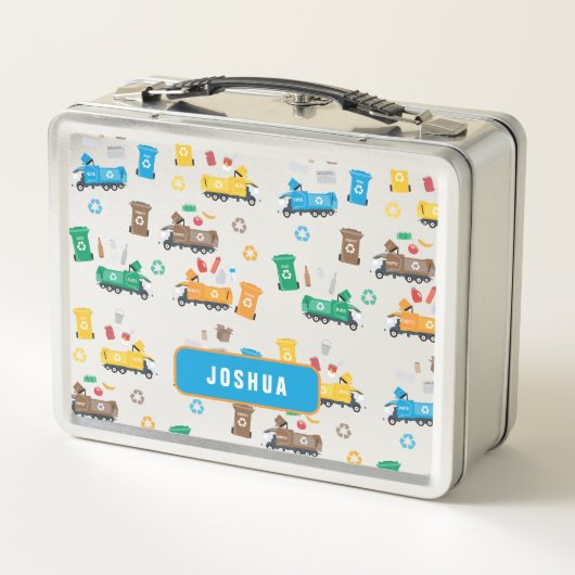 Kleurrijke recyclingvuilniswagens en -bakken (Achterkant)