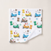 Kleurrijke recyclingvuilniswagens en -bakken bad handdoek (Wasdoekje)