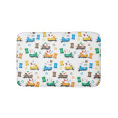 Kleurrijke recyclingvuilniswagens en -bakken badmat (Voorkant)