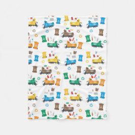 Kleurrijke recyclingvuilniswagens en -bakken fleece deken