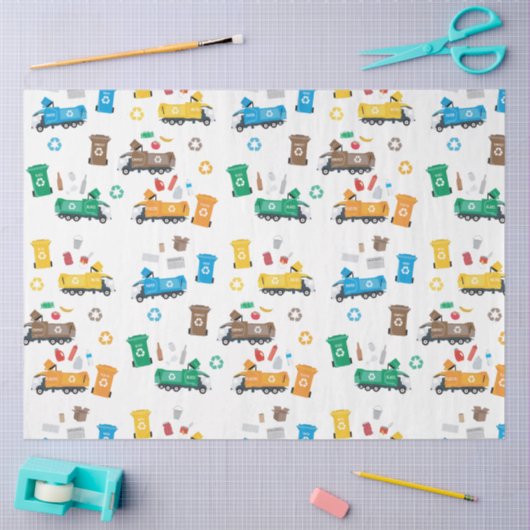 Kleurrijke recyclingvuilniswagens en -bakken tissuepapier (Craft)