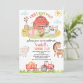 Kleurrijke Red Barn Boerderij Dieren Verjaardag ui Kaart (Staand voorkant)