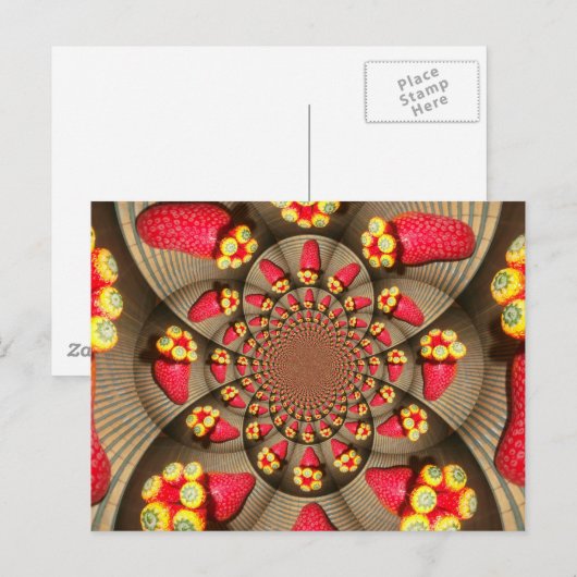 Kleurrijke Red Delight: Strawberry Kaleidoscope Ar Briefkaart (Voorkant / Achterkant)