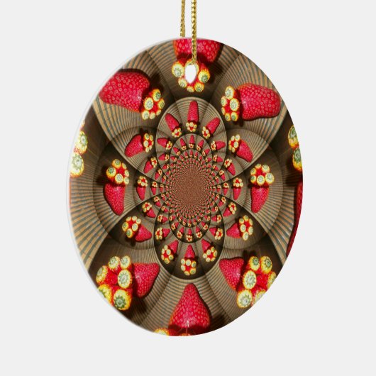 Kleurrijke Red Delight: Strawberry Kaleidoscope Ar Keramisch Ornament (Rechts)