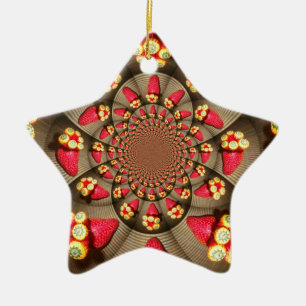 Kleurrijke Red Delight: Strawberry Kaleidoscope Ar Keramisch Ornament