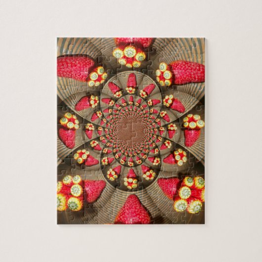 Kleurrijke Red Delight: Strawberry Kaleidoscope Ar Legpuzzel (Verticaal)