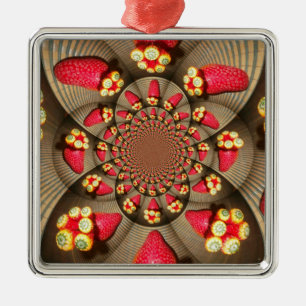 Kleurrijke Red Delight: Strawberry Kaleidoscope Ar Metalen Ornament