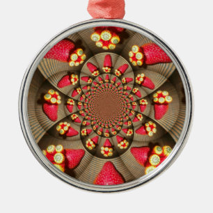 Kleurrijke Red Delight: Strawberry Kaleidoscope Ar Metalen Ornament