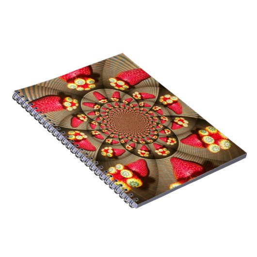 Kleurrijke Red Delight: Strawberry Kaleidoscope Ar Notitieboek (Rechterzijde)