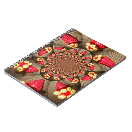 Kleurrijke Red Delight: Strawberry Kaleidoscope Ar Notitieboek (Linkerzijde)