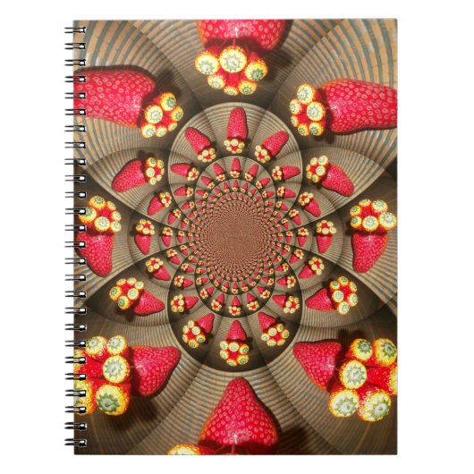 Kleurrijke Red Delight: Strawberry Kaleidoscope Ar Notitieboek (Voorkant)