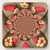 Kleurrijke Red Delight: Strawberry Kaleidoscope Ar Onderzetter (Voorkant)