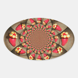 Kleurrijke Red Delight: Strawberry Kaleidoscope Ar Ovale Sticker