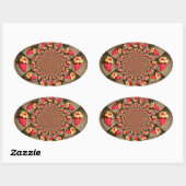 Kleurrijke Red Delight: Strawberry Kaleidoscope Ar Ovale Sticker (Vel)