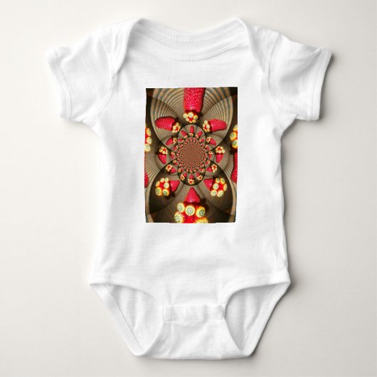 Kleurrijke Red Delight: Strawberry Kaleidoscope Ar Romper (Voorkant)