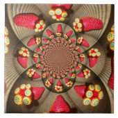 Kleurrijke Red Delight: Strawberry Kaleidoscope Ar Tegeltje (Voorkant)