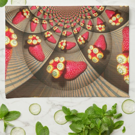 Kleurrijke Red Delight: Strawberry Kaleidoscope Ar Theedoek (Gevouwen)