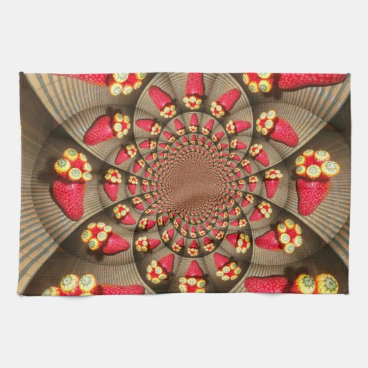 Kleurrijke Red Delight: Strawberry Kaleidoscope Ar Theedoek (Horizontaal)