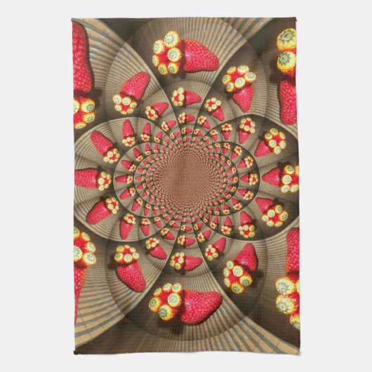 Kleurrijke Red Delight: Strawberry Kaleidoscope Ar Theedoek (Verticaal)