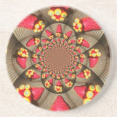 Kleurrijke Red Delight: Strawberry Kaleidoscope Ar Zandsteen Onderzetter (Voorkant)