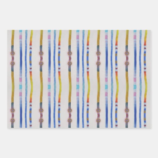 Kleurrijke Reeds inpakpapier vellen set van 3 (Voorkant 2)