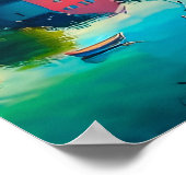 Kleurrijke reflectie van huizen poster (Hoek)