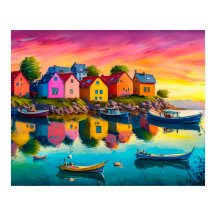 Kleurrijke reflectie van huizen