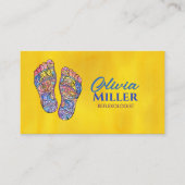 Kleurrijke Reflexologie Voetafdrukken bloeien orna Visitekaartje (Voorkant)