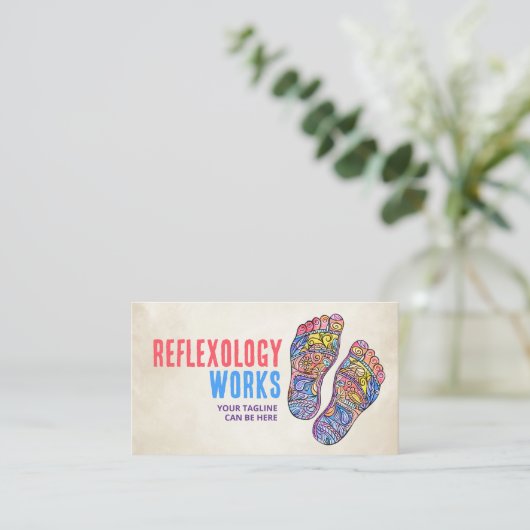 Kleurrijke Reflexologie Voetafdrukken bloeien orna Visitekaartje (Staand voorkant)