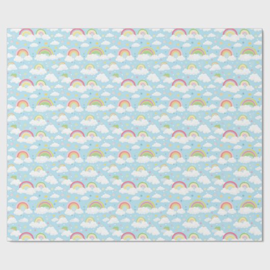 Kleurrijke regenbogen en wolken cadeaupapier (Vlak)