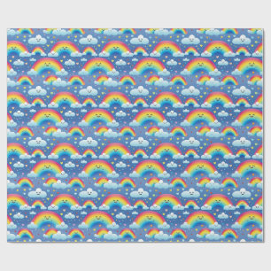 Kleurrijke regenbogen en wolken cadeaupapier