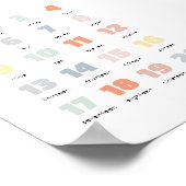 Kleurrijke regenboog 1-20 Nursery Poster (Hoek)