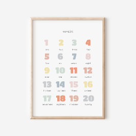 Kleurrijke regenboog 1-20 Nursery Poster