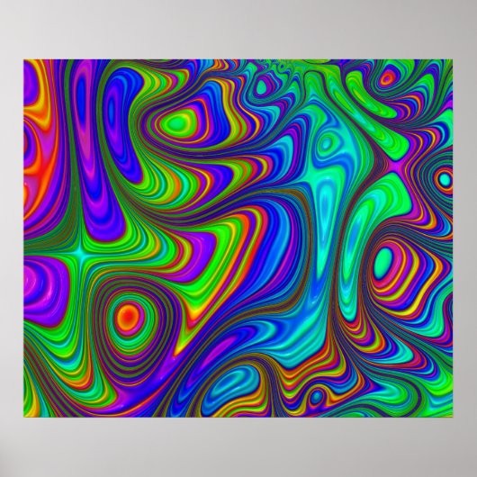 Kleurrijke regenboog 3D getextureerde abstracte ku Poster (Voorkant)