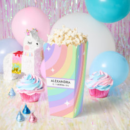 Kleurrijke Regenboog 6de Verjaardag Popcorn Bedankdoosjes