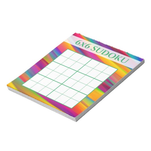 Kleurrijke regenboog 6x6 Sudoku Grid Sjabloon Notitieblok (Linkerzijde)