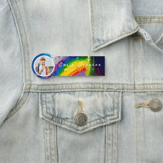 Kleurrijke Regenboog Aangepaste Kindernaam & Foto  Naamplaatje (In situ)