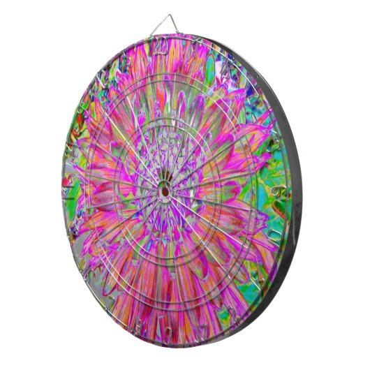 Kleurrijke regenboog Abstracte Decoratieve Dahlia Dartbord (Voorkant Rechts)