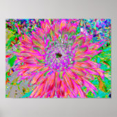 Kleurrijke regenboog Abstracte Decoratieve Dahlia  Poster (Voorkant)