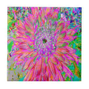 Kleurrijke regenboog Abstracte Decoratieve Dahlia  Tegeltje