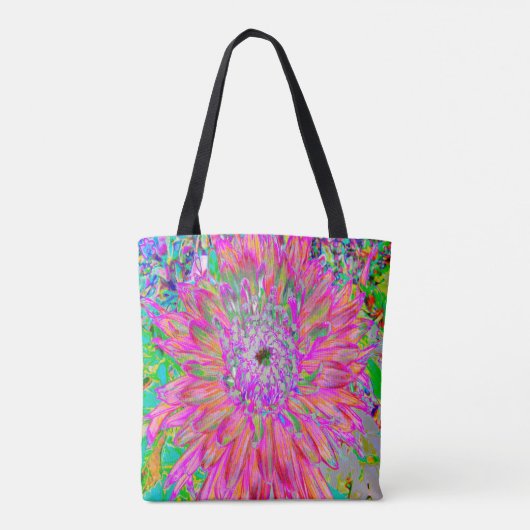 Kleurrijke regenboog Abstracte Decoratieve Dahlia  Tote Bag (Achterkant)