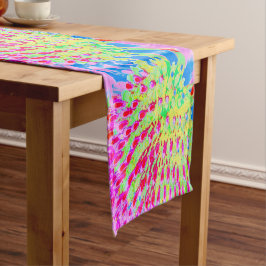 Kleurrijke Regenboog Abstracte Kegel Bloem Korte Tafelloper