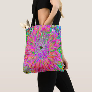 Kleurrijke Regenboog Abstracte Sierlijke Dahlia Bl Tote Bag