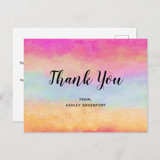 Kleurrijke regenboog Abstracte stripes Dank u Briefkaart (Voorkant / Achterkant)