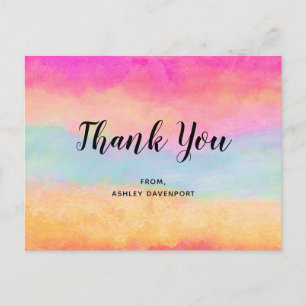 Kleurrijke regenboog Abstracte stripes Dank u Briefkaart