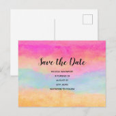 Kleurrijke regenboog Abstracte stripes sparen de D Uitnodiging Briefkaart (Voorkant / Achterkant)