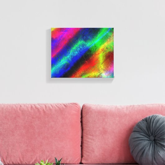 kleurrijke regenboog abstracte textuur canvas afdruk (Insitu (Woonkamer))