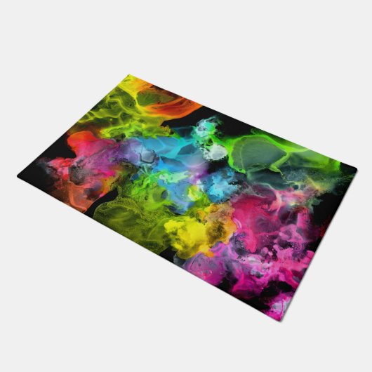 Kleurrijke regenboog Abstracte Waterverf Ink Deurmat (Schuin)